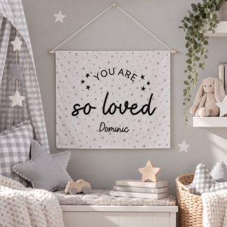 ΥΦΑΣΜΑΤΙΝΟ ΠΛΑΙΣΙΟ "YOU ARE SO LOVED" ΣΕ ΛΕΥΚΟ/ΓΚΡΙ ΑΣΤΕΡΑΚΙ