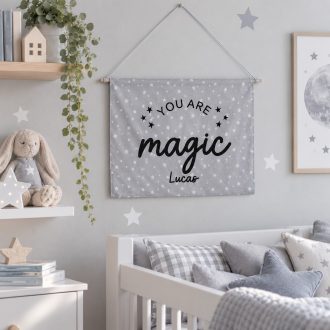 ΥΦΑΣΜΑΤΙΝΟ ΠΛΑΙΣΙΟ "YOU ARE MAGIC" ΣΕ ΓΚΡΙ/ΛΕΥΚΟ ΑΣΤΕΡΑΚΙ