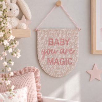 ΥΦΑΣΜΑΤΙΝΟ ΟΒΑΛ ΠΛΑΙΣΙΟ ΜΠΕΖ ΦΛΟΡΑΛ "BABY YOU ARE MAGIC"