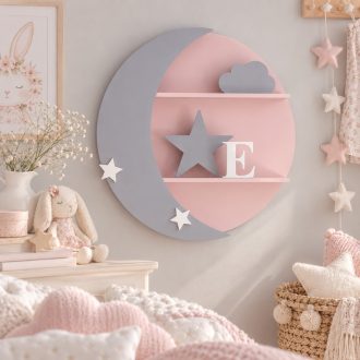 ΡΑΦΑΚΙ ΣΕ ΣΧΕΔΙΟ ΦΕΓΓΑΡΙ ΜΕ ΑΝΟΙΧΤΑ ΠΛΑΙΝΑ DUSTY PINK/ΓΚΡΙ