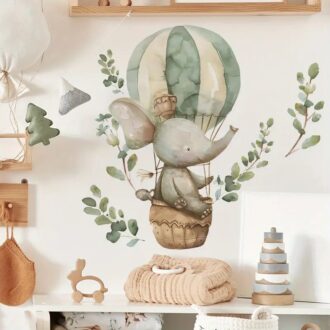 ΑΥΤΟΚΟΛΛΗΤΟ ΤΟΙΧΟΥ ΕΛΕΦΑΝΤΑΚΙ ΜΕ ΦΥΛΛΑΡΑΚΙΑ ΣΕ ΑΕΡΟΣΤΑΤΟ