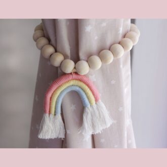 ΔΕΣΤΡΑ ΚΟΥΡΤΙΝΑΣ ΜΕ ΞΥΛΙΝΕΣ ΜΠΙΛΙΕΣ RAINBOW ΡΟΖ